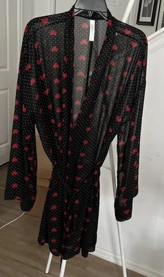 Bata Cacique Plus Talla 18/20 Largo Corto Transparente Kimono Corazón Polk Estampado A Punto Foto 1 de 4