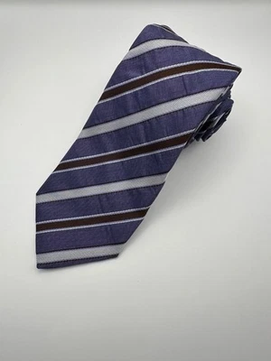 Corbata Gianfranco Ferré Púrpura Regimiento Rayas Seda Nueva con Etiquetas GF Punta Hecha en Italia Foto 1 de 4