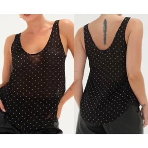 Canotta Rumored Old Fashion classica a pois PICCOLA nera coda di camicia curva NUOVA indie - Foto 1 di 7