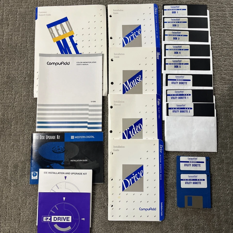 CompuAdd System Manuals Video & Mouse Windows 3.0 IDE Upgrade Kit 1993 - Image 1 of 4