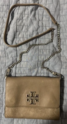 Tory Burch Britten Chain Wallet Crossbody Clutch Bag French Gray - USED - Image 1 of 4
