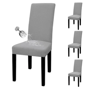 100% Waterproof Dining Room Chair Cover Set of 4, Stretch Jacquard Parson Cha... - Picture 1 of 7