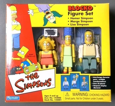 The Simpsons Blocko Figure Set 42001 (Homer, Marge, Lisa) - Playmates 2002 - Image 1 of 2
