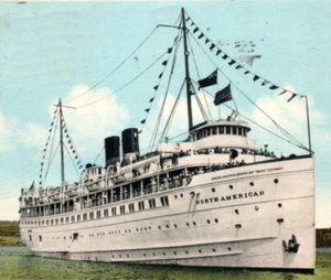 Dampfschiff SS Nordamerikanisches Dampferschiff Postkarte - Bild 1 von 3