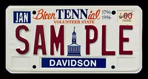 TENNESSEE 2000 SAMPLE GRAPHIC AUTO LICENSE PLATE " SAM PLE " BICENTENNIAL TN - Picture 1 of 1