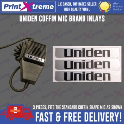 PRINTXTREME LTD - CB FACEPLATE DECALS UNIDEN cb radio COFFIN MIC INLAY STICKER Decal self adhesive NO MIC INCLUDED!