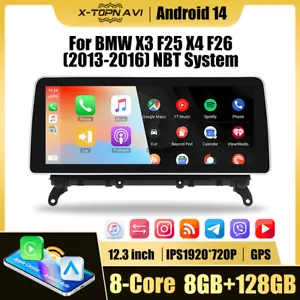 Pantalla Carplay de 12,3"" para BMW X4 F26 F25 8+128 GB Android 14.0 Coche Audio GPS Navegación - Imagen 1 de 22