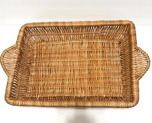 Cesta de mimbre rectangular multiusos para servir/pan/almacenamiento + bronceado 19,5" L x 12,5" W x 3" H - Imagen 1 de 13