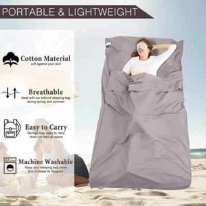 Portable Sleeping Bag Liner Breathable Sleeping Bag Hotel Travel Sheet Camping - Picture 1 of 20