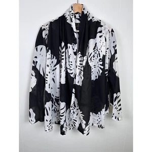 Cardigan Vivienne Westwood Anglomania 44 stampa foglia aperto davanti nero bianco grande - Foto 1 di 12