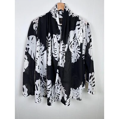 Cárdigan Vivienne Westwood Anglomania 44 Hojas Estampado Frente Abierto Negro Blanco Grande Foto 1 de 4