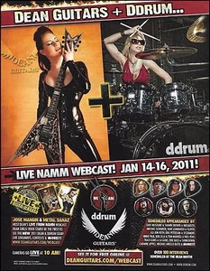 Guitarras y batería Dean DDrums 2011 anuncio NAMM 8 x 11 guitarra publicidad impresión - Imagen 1 de 3