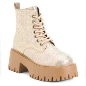 Azalea Wang Jekyll Gold Strass Plateau Stiefel Größe 7 - Bild 1 von 5