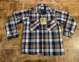 NWT Vtg Five Brothers Quilt Lined Pearl Snap Flannel shirt Men’s M Made In USA - Picture 1 of 15