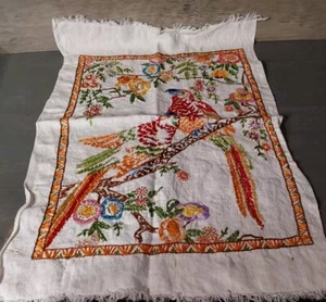 Bordado de pájaro vintage loros punta de aguja sin marco colores vivos 15x23 - Imagen 1 de 9