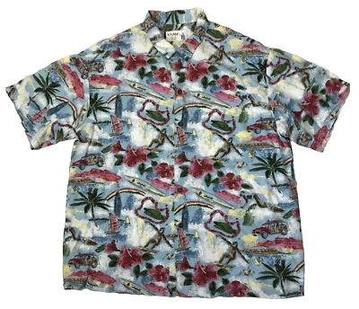 IOLANI Surfer Surfboards Floral Hawaiian Multicolored SHIRT Size XL - Image 1 of 4