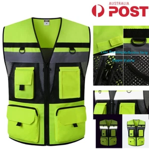 Security Waistcoat Executive Safety Reflective Vests Hi Vis Protective Work Wear - Picture 1 of 10