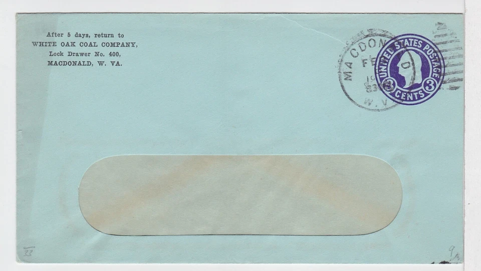 TurtlesTradingPost- MacDonald, WV- 1930s White Oak Coal Company Corner Card - Image 1 of 1