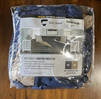 Protector de sofá funda de sofá protector de muebles con correas azul marino bronceado arena 78" Foto 1 de 4