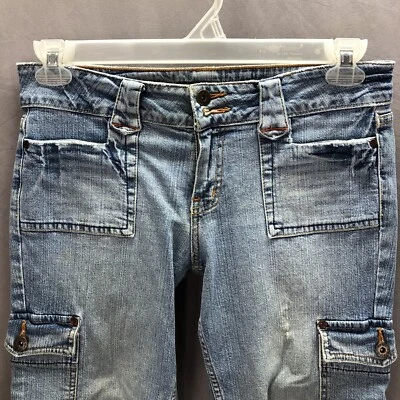 JEANS PARIS AZULES MUJER CROP STRETCH LIGERAMENTE DESGASTADOS 2 BOTONES TALLA 9 Foto 1 de 4