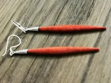 925 Sterling Silver With Red Coral Earrings Handmade