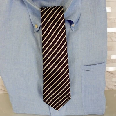 Neck Tie Mens Purple White Striped Silk Repp Solid Simple Suit Adult Eggplant Foto 1 de 4