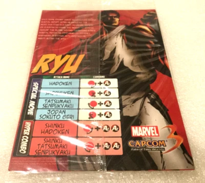 MARVEL vs CAPCOM 3 Promotional Stickers RYU WOLVERINE Move List Sheets PROMO NEW - Image 1 of 4