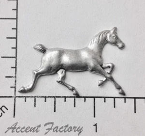 40194 - 2 Pc Running Horse Jewelry Finding Matte Silver Ox - Picture 1 of 3