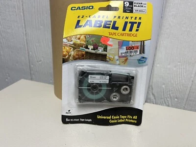 Casio EZ Label Printer Label It! XR-9X5s 9MM 3/8” Clear Tape Black Ink 12/11/24 - Image 1 of 2