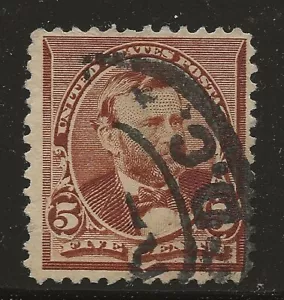 US Scott #223, Single 1890 Grant 5c FVF Used - Picture 1 of 1
