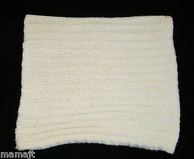 Old Navy Cream Beige Cotton Sweater Knit Baby Blanket Small Rows Stripe - Image 1 of 2