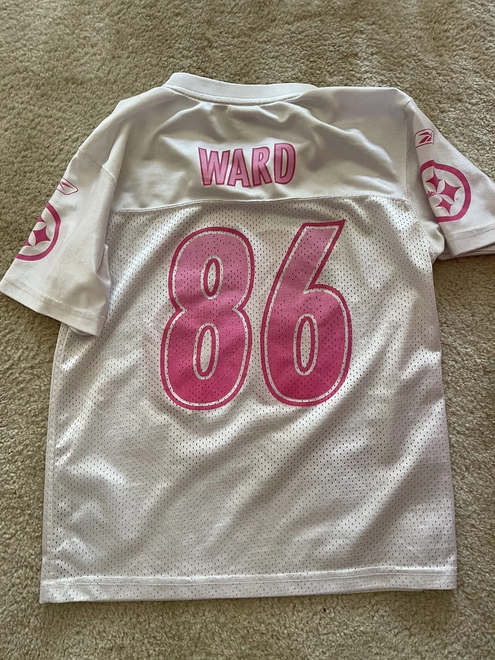 Camiseta deportiva de colección Reebok Pittsburgh Steelers #86 Hines Ward juvenil rosa talla grande Foto 1 de 4
