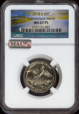 2018-S Cumberland Island Quarter NGC MS67 PL MAC Quality - Image 1 of 2