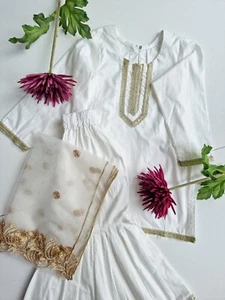 Pakistani Girls White Sharara Dress | Baby Girls Casual and Formal Wear - Picture 1 of 5