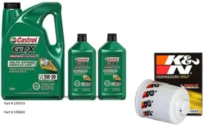Castrol GTX High Mileage 5W-20 Synthetic Blend Motor Oil:7 Qts. w/K&N Oil Filter - Picture 1 of 1