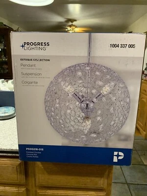 Colgante de cromo pulido Progress Lighting, detalles de vidrio de cristal P500218-015 Foto 1 de 4