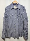 Mens Paper Denim And Cloth Shirt L Size L Long Sleeved Button Up Blue Checkered