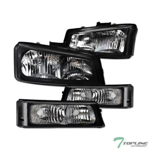 Topline For 2003-2006 Chevy Silverado/Avalanche Blk Headlights+Bumper Signal nb - Picture 1 of 9