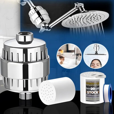 20 Stufen Duschkopf Filter Wasserenthärter Wasserreiniger Kartusche Universal - Bild 1 von 4