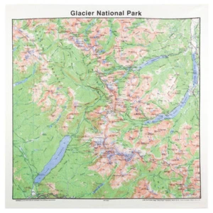 Printed Image Glacier National Park Bandanna 22" x 22" Topographical Map - Picture 1 of 1
