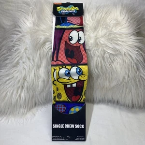 Nickelodeon Unisex Sponge Bob Squarepants Single Crew Socks Shoe Size 6-12 - Picture 1 of 6