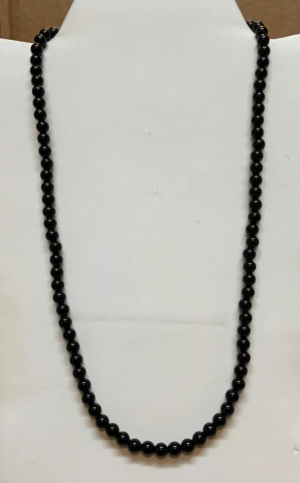 "Cuentas de ónix negro de 6 mm con plata de ley en un collar de 22""". SR1139 Se envía gratis i Foto 1 de 1