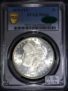 1878 8TF Morgan Dollar PCGS & CAC MS-64; Qualità Premium, Bianco - Foto 1 di 5
