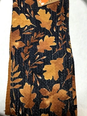 RACHEL ASHWELL KITCHEN TOWELS (3) LEAVES RUST BLACK 20 X 28 COTTON NWT