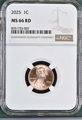2025 LINCOLN UNION SHIELD CENT PENNY NGC MS66RD BU UNC DETAILED COIN #G - Image 1 of 2