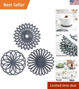 Set of 3 Silicone Trivet Mat - Hot Pot Holder Hot Pads for Table & Countertop... - Picture 1 of 7
