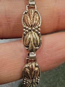 VINTAGE RETRO 10K GOLD INLAID  and STERLING SILVER BRACELET A WORK OF ART  - Picture 1 of 21