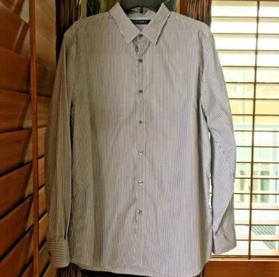 Axist Mens Gray/White  Striped Button Down Dress Shirt Size L - Image 1 of 4