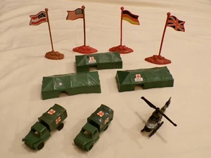 Army Men Field Hospital – 10pc Smaller Plastic Model Design with Flags – Used - Picture 1 of 5