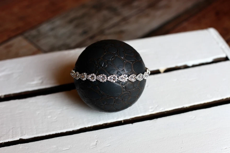 Diadema recién nacida bebé niña astilla estrás transparente lágrima fotografía foto utilería Foto 1 de 1